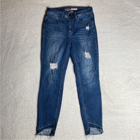 Seven 7 dark distressed Raw Hem Jeans Dark Wash Size 6 - Picture 1 of 9